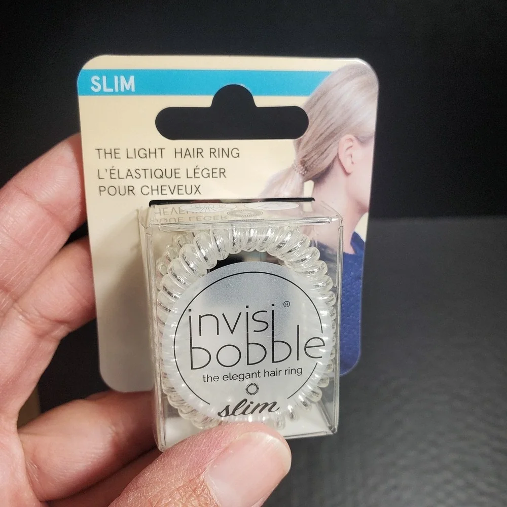 **3 Pack** Invisibobble Slim HairLoveTech Strong Grip Hair Rings, Chrome, 3‎ Ct